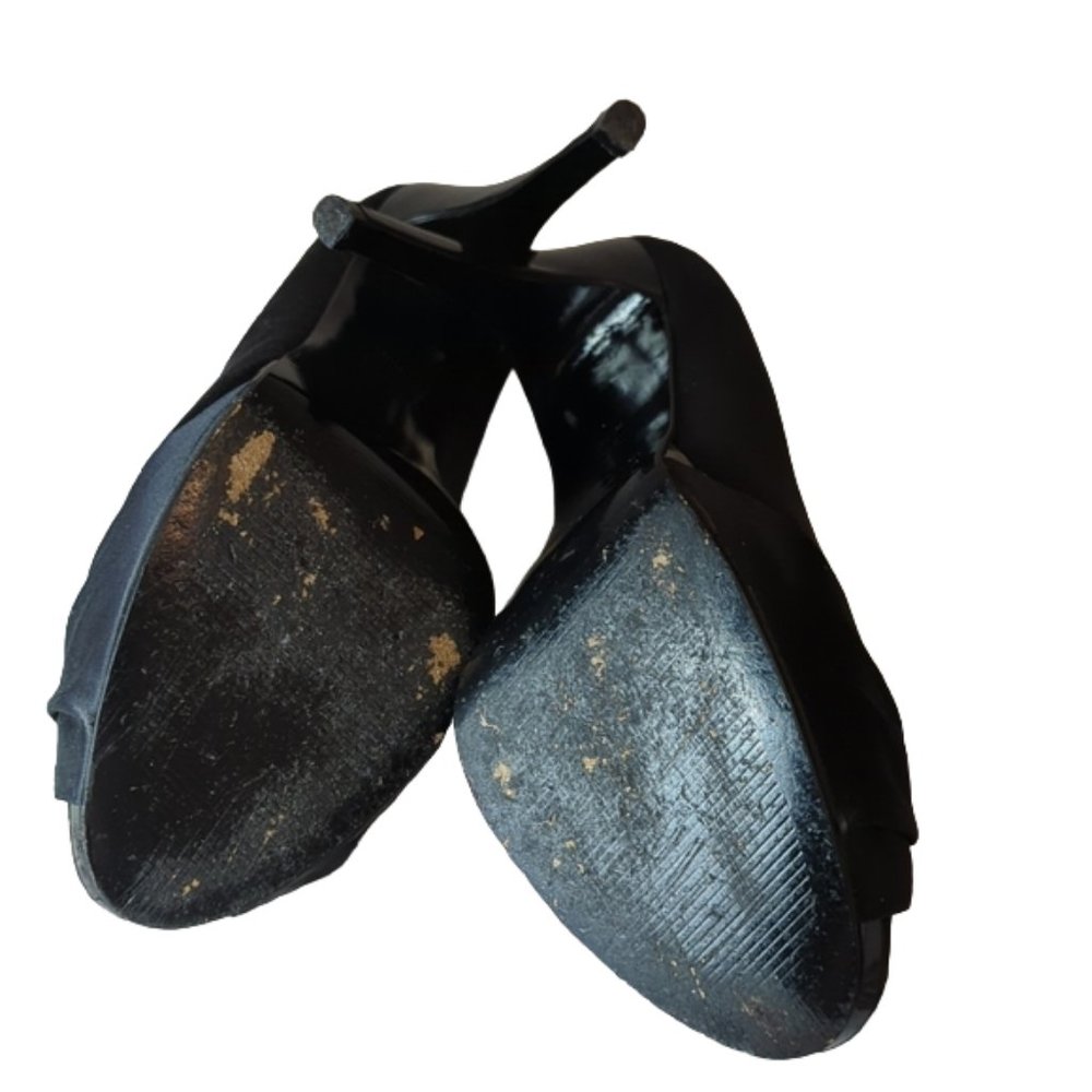 White House Black Market Ray Satin Peep Toe Heels - Picture 6 of 6